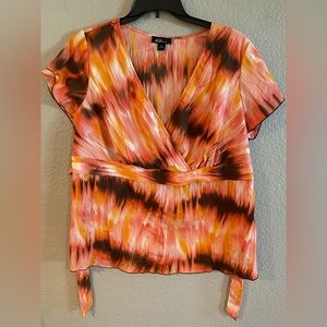 AGB Orange/Brown Blouse, size 2X